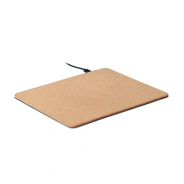 Logo trade promotional merchandise image of: Cork mouse mat charger 15W