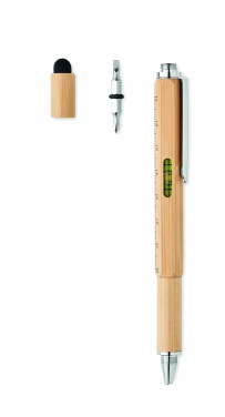 Logo trade advertising products image of: Spirit level pen in bamboo