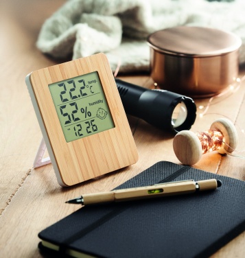 Logo trade promotional gift photo of: Bamboo weather station