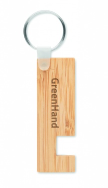 Logo trade business gifts image of: Bamboo stand and key ring Savonlinna