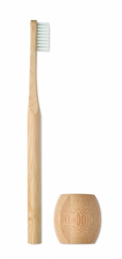 Logo trade promotional items image of: Bamboo tooth brush with stand