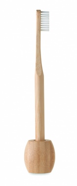 Logo trade promotional giveaways picture of: Bamboo tooth brush with stand