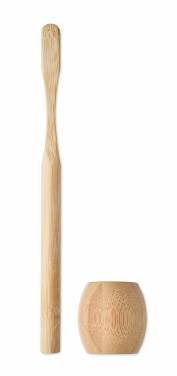 Logo trade promotional giveaway photo of: Bamboo tooth brush with stand