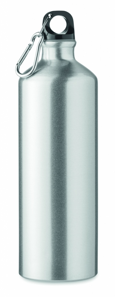 Logo trade promotional merchandise photo of: 1000 ml single-walled aluminum water bottle with a carabiner