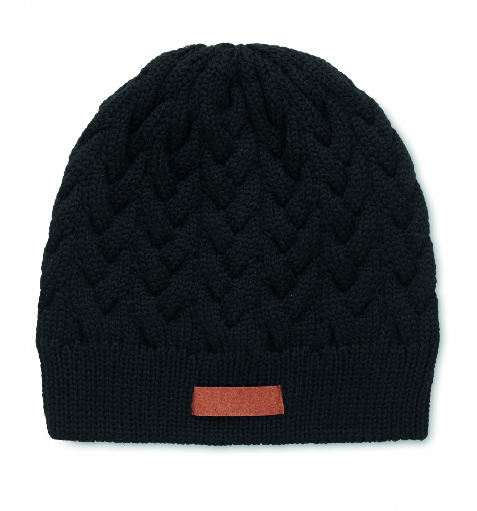 Logotrade corporate gift image of: Cable knit beanie in RPET