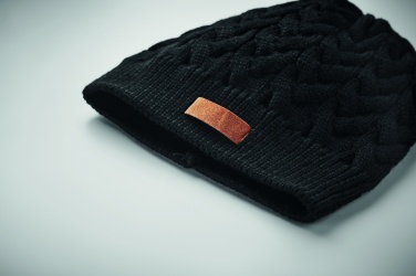 Logo trade corporate gift photo of: Cable knit beanie in RPET