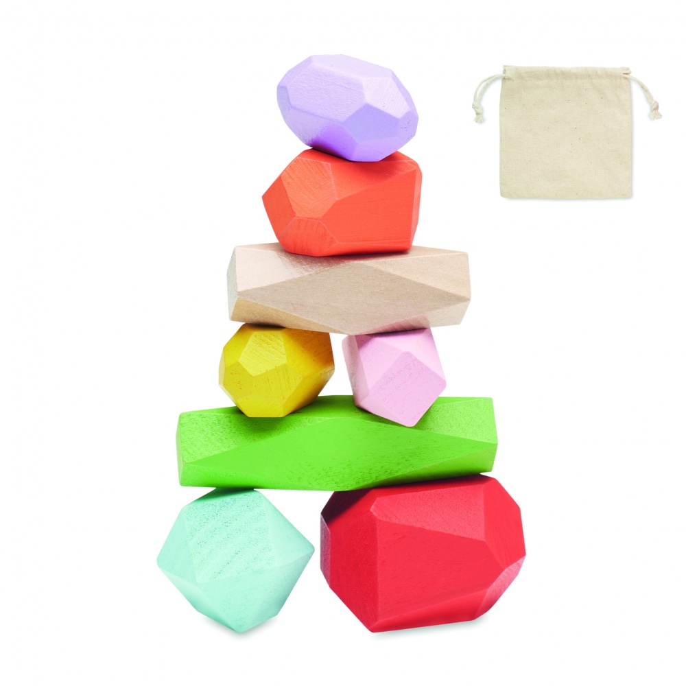 Logotrade promotional merchandise photo of: 8 stacking wood rocks in pouch