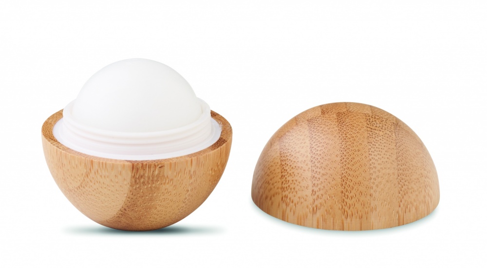 Logotrade promotional product picture of: Lip balm in round bamboo case