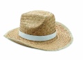 Natural straw cowboy hat, White