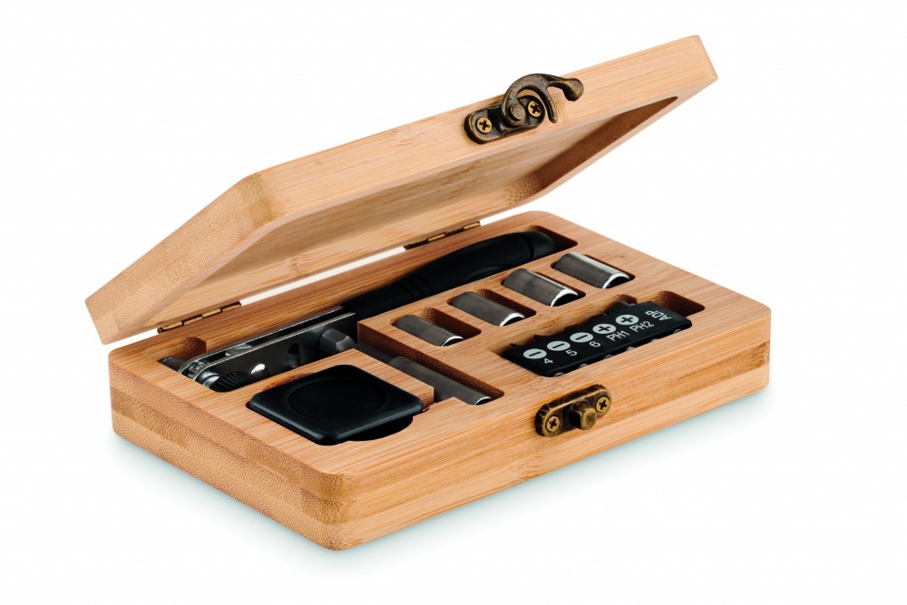 Logotrade corporate gift picture of: 13 piece tool set, bamboo case