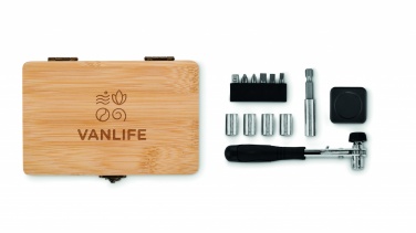 Logo trade promotional gifts picture of: 13 piece tool set, bamboo case