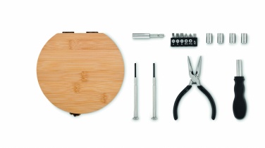 Logo trade promotional gifts picture of: 15 piece tool set bamboo case