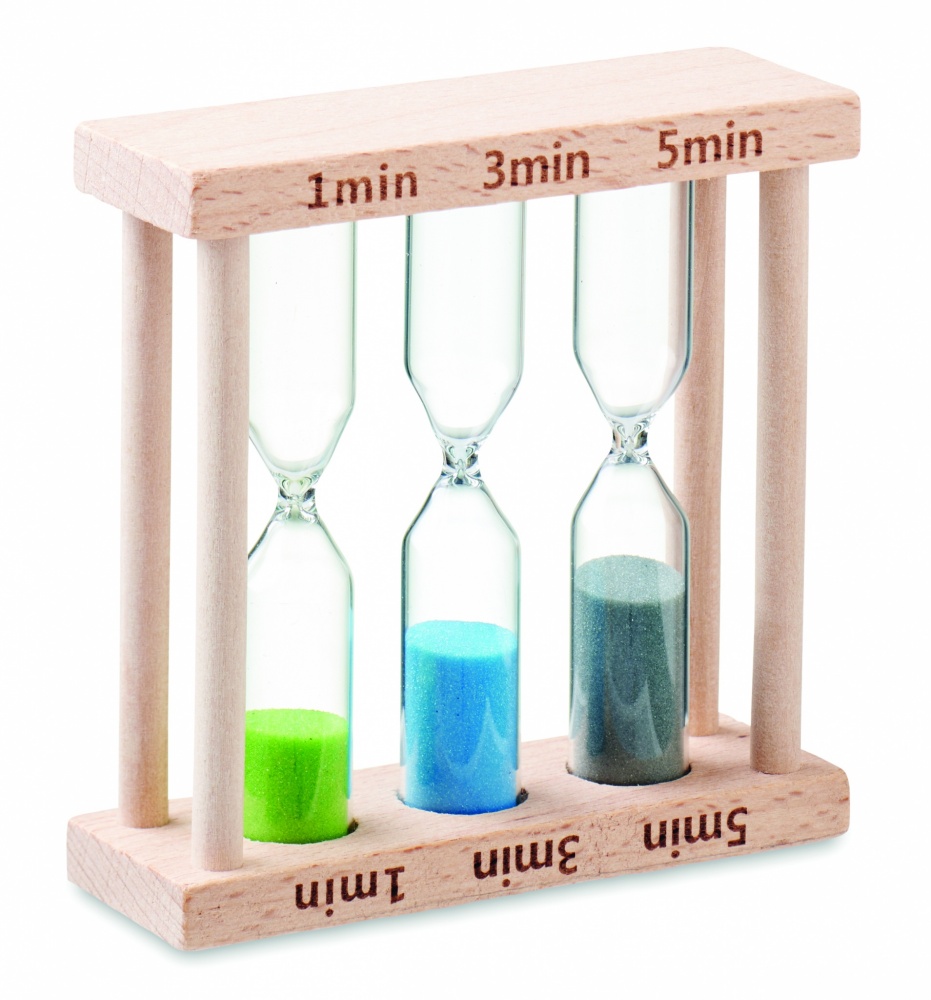 Logo trade promotional products image of: Set of 3 wooden sand timer