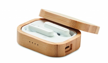 Logo trade advertising product photo of: TWS earbuds in bamboo case