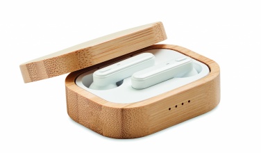 Logo trade promotional merchandise image of: TWS earbuds in bamboo case