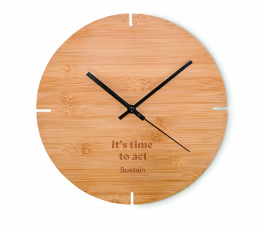 Logotrade promotional item image of: Round shape bamboo wall clock