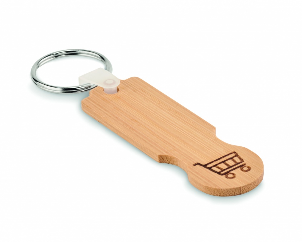 Logotrade promotional product picture of: Bamboo euro token key ring Rauma