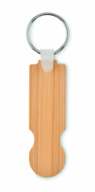 Logo trade corporate gifts picture of: Bamboo euro token key ring Rauma