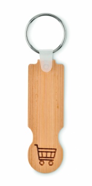 Logotrade promotional product image of: Bamboo euro token key ring