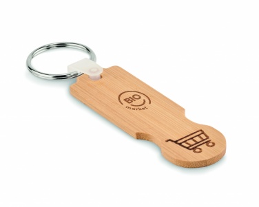 Logotrade promotional merchandise picture of: Bamboo euro token key ring Rauma