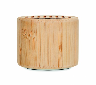 Logotrade corporate gift image of: Round bamboo wireless speaker