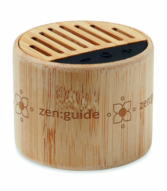 Logo trade promotional items picture of: Round bamboo wireless speaker