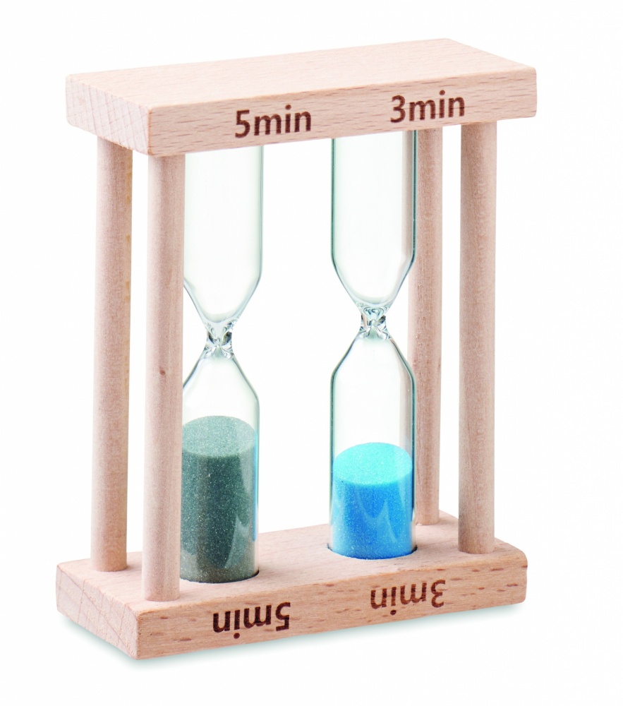 Logo trade promotional giveaway photo of: Set of 2 wooden sand timers