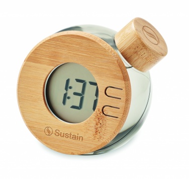 Logo trade business gift photo of: Water powered bamboo LCD clock