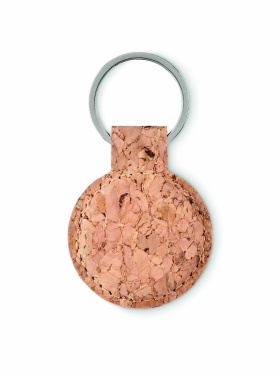 Logo trade business gifts image of: Round cork key ring Mikkeli