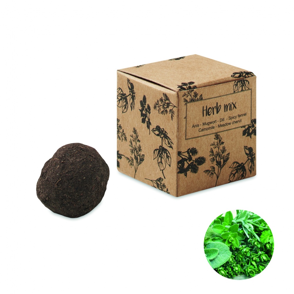 Logo trade advertising products image of: Herb seed bomb in carton box