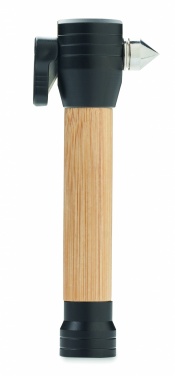 Logotrade promotional merchandise picture of: 3-in-1 bamboo flashlight with an emergency hammer and seatbelt cutter