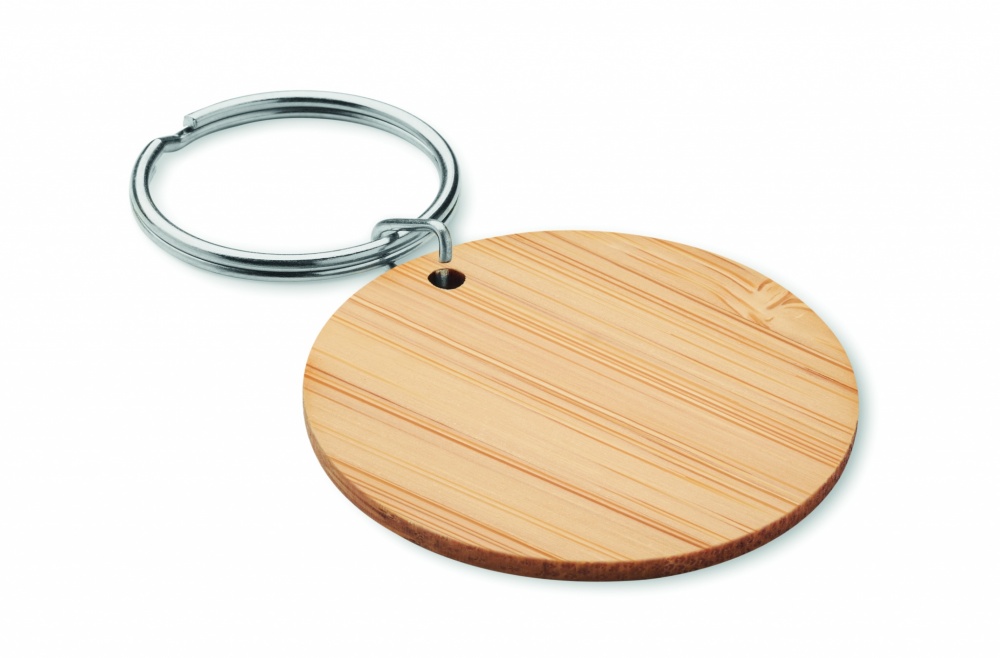 Logo trade promotional giveaways image of: Round bamboo key ring Pieksämäki