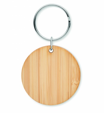 Logotrade advertising product picture of: Round bamboo key ring Pieksämäki