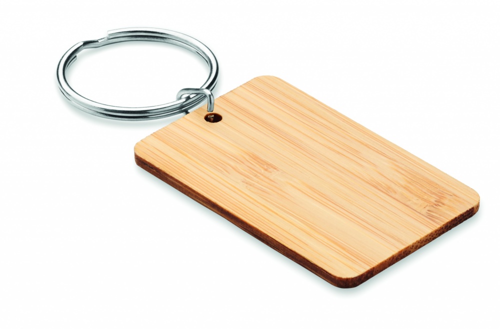 Logo trade corporate gifts picture of: Rectangular bamboo key ring Riihimäki