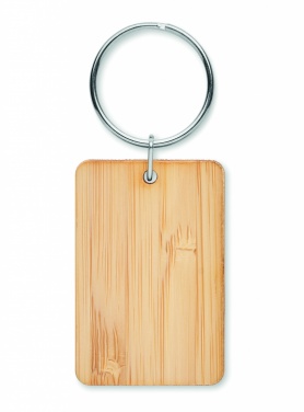 Logotrade promotional product picture of: Rectangular bamboo key ring Riihimäki