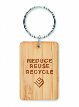 Logo trade promotional gifts picture of: Rectangular bamboo key ring Riihimäki