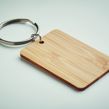 Logo trade promotional merchandise image of: Rectangular bamboo key ring Riihimäki