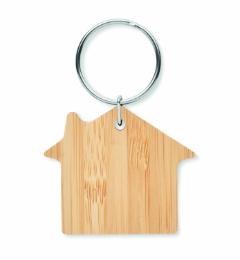 Logotrade promotional merchandise image of: House shaped bamboo key ring Järvenpää