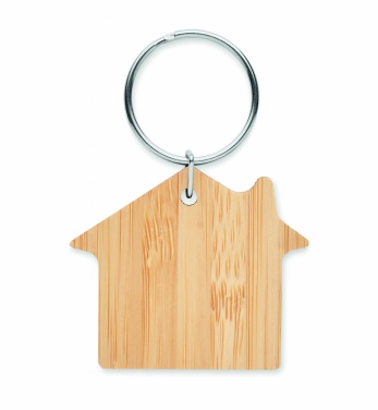 Logo trade business gift photo of: House shaped bamboo key ring Järvenpää