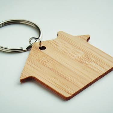 Logotrade advertising products photo of: House shaped bamboo key ring Järvenpää