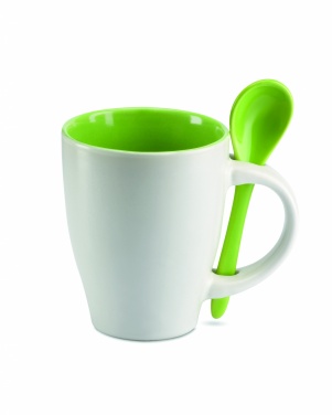 Logo trade promotional gifts image of: Bicolour mug with spoon 250 ml