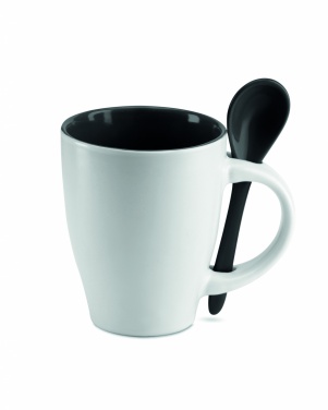 Logotrade advertising products photo of: Bicolour mug with spoon 250 ml