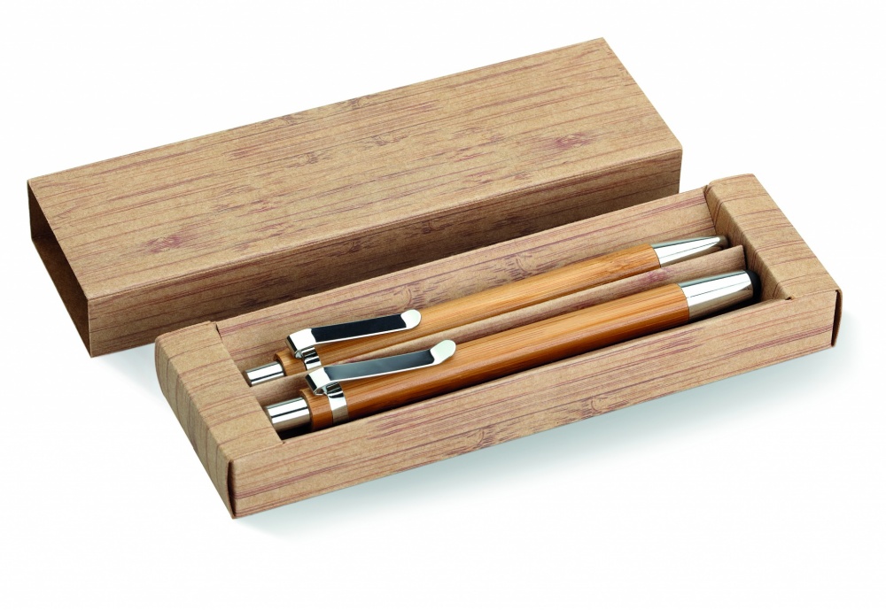 Logotrade business gifts photo of: Bamboo pen and pencil set