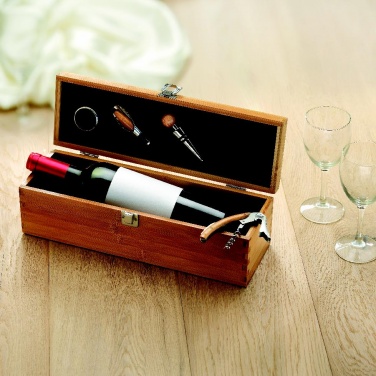 Logo trade advertising products image of: Wine set in bamboo box