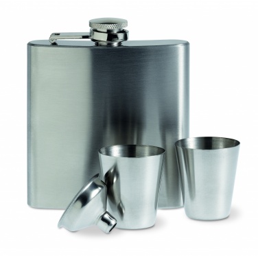 Logotrade business gift image of: Slim hip flask w 2 cups set