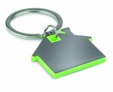 Logo trade business gift photo of: House shape plastic key ring Rezekne