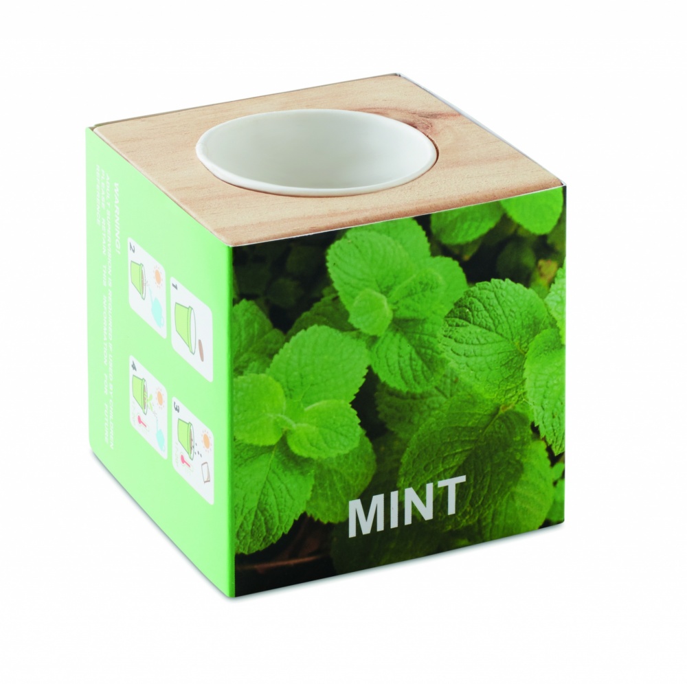 Logotrade promotional gifts photo of: Herb pot wood "MINT"