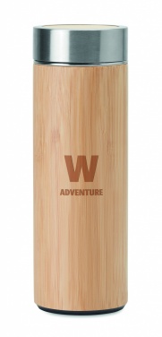 Logo trade corporate gifts image of: Double wall bamboo flask 400ml