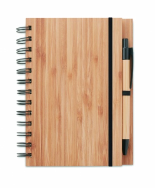 Logotrade promotional product picture of: Bamboo notebook with pen lined BAMBLOC