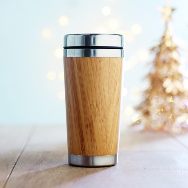 Logotrade promotional product image of: Double wall bamboo flask 430ml